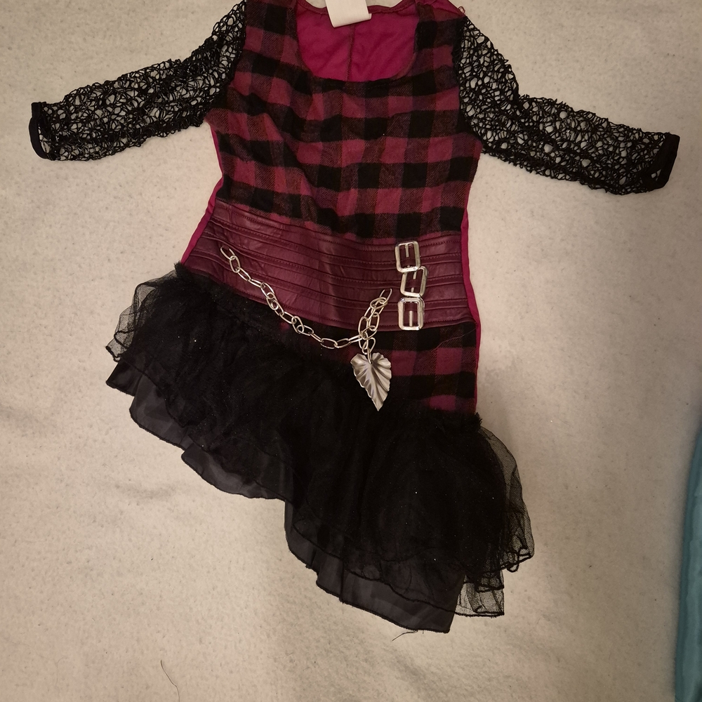 Plaid Pink and Black Kids Halloween Costume Dress